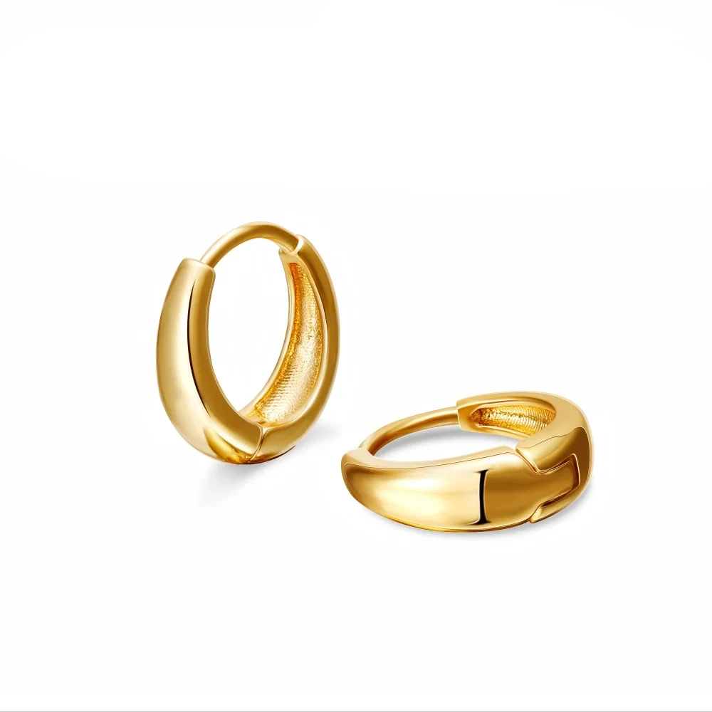 Minimalistyczne kolczyki kółka huggie ze stali nierdzewnej – złote i srebrne, unisex punk