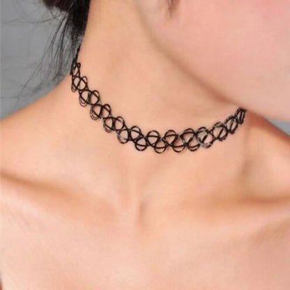 Naszyjnik choker, elastyczny czarny tatuaż