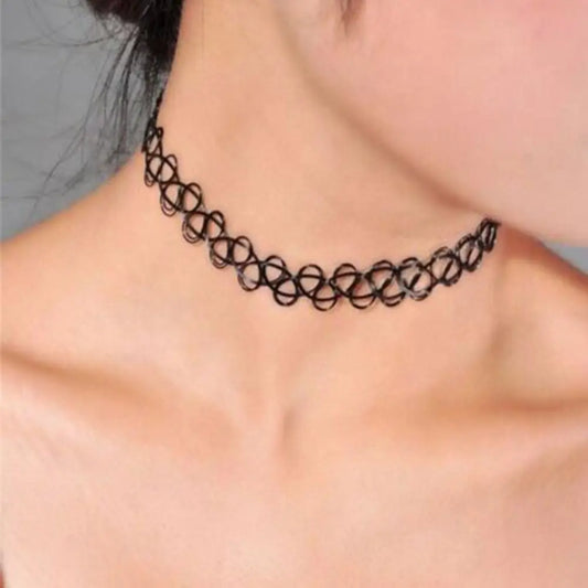 Naszyjnik choker, elastyczny czarny tatuaż