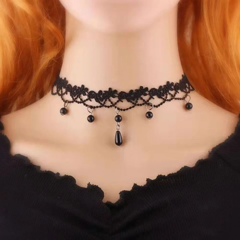 Naszyjnik choker, elastyczny czarny tatuaż