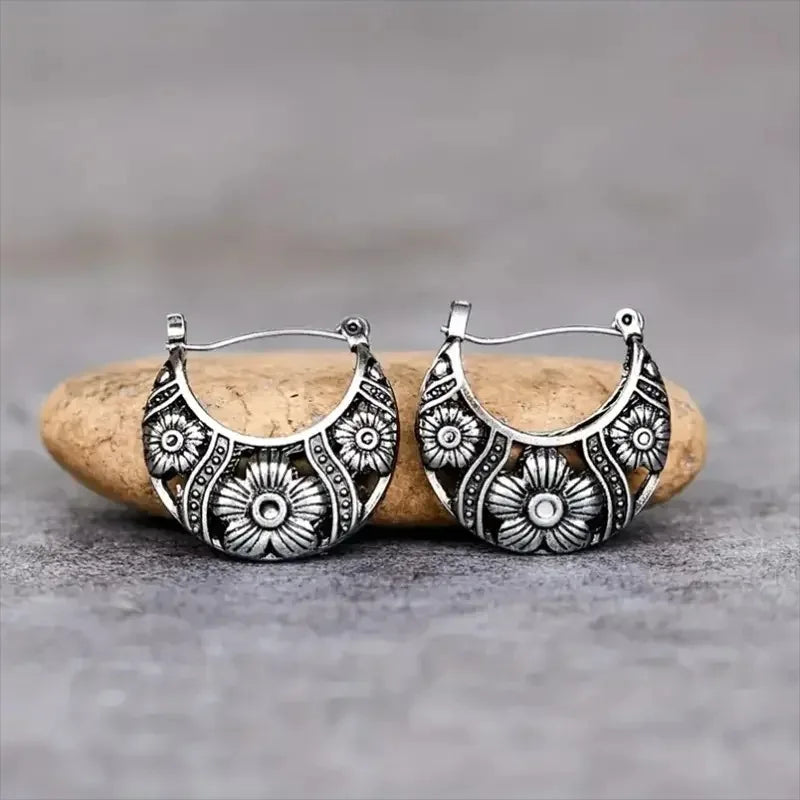 Kolczyki koła vintage boho grzybki