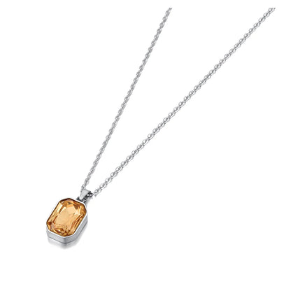 Naszyjnik ze stali nierdzewnej z geometrycznym kryształem – elegancki pozłacany wisiorek dla kobiet