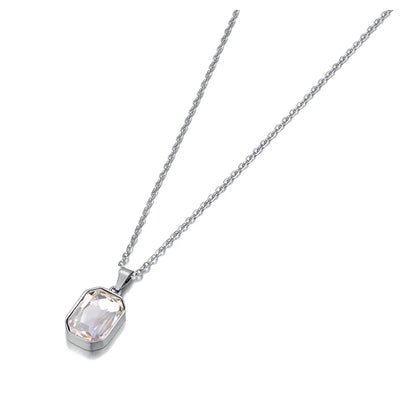 Naszyjnik ze stali nierdzewnej z geometrycznym kryształem – elegancki pozłacany wisiorek dla kobiet