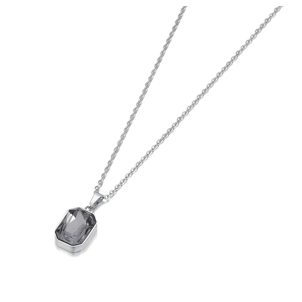 Naszyjnik ze stali nierdzewnej z geometrycznym kryształem – elegancki pozłacany wisiorek dla kobiet