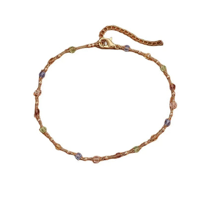 Boho bransoletka na kostkę z kolorowymi cyrkoniami