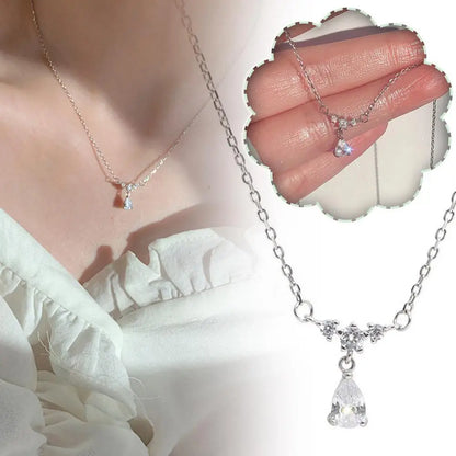 Naszyjnik z zawieszką w kształcie kropli wody, delikatny, z cyrkoniami