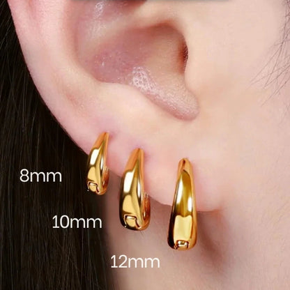 Minimalistyczne kolczyki kółka huggie ze stali nierdzewnej – złote i srebrne, unisex punk