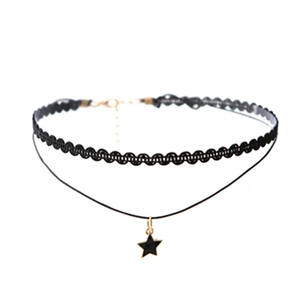 Naszyjnik choker, elastyczny czarny tatuaż