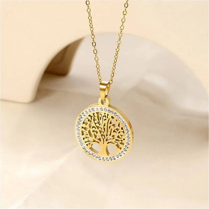 Naszyjnik z wisiorkiem Drzewo Życia – stal nierdzewna 316L pozłacana 18K, unisex, elegancki i symboliczny