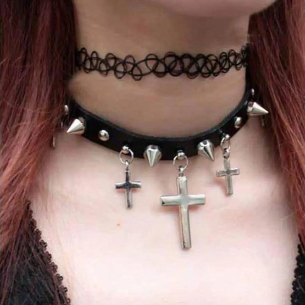 Naszyjnik choker, elastyczny czarny tatuaż