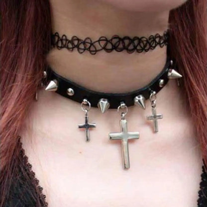 Naszyjnik choker, elastyczny czarny tatuaż